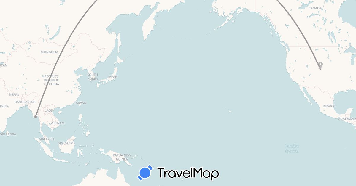 TravelMap itinerary: plane in Myanmar (Burma), United States (Asia, North America)